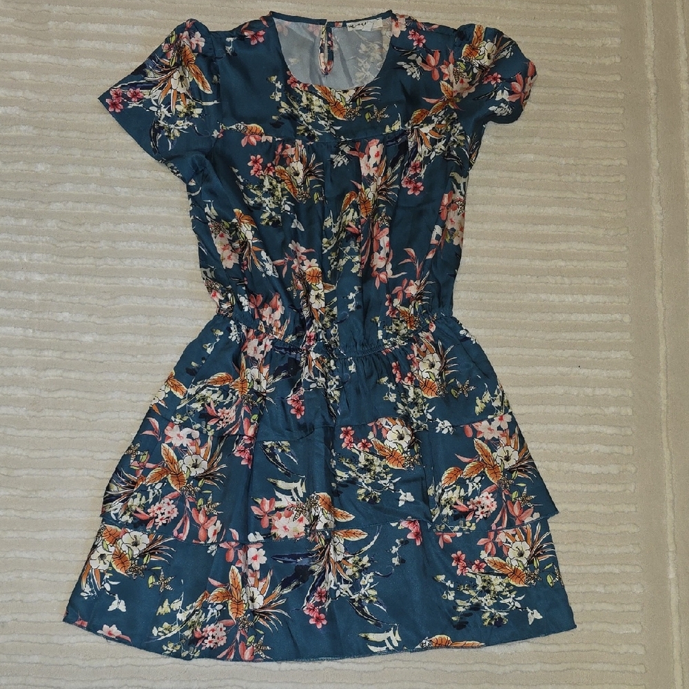 Maaji Tropical Floral Mini Dress - Blue and Pink